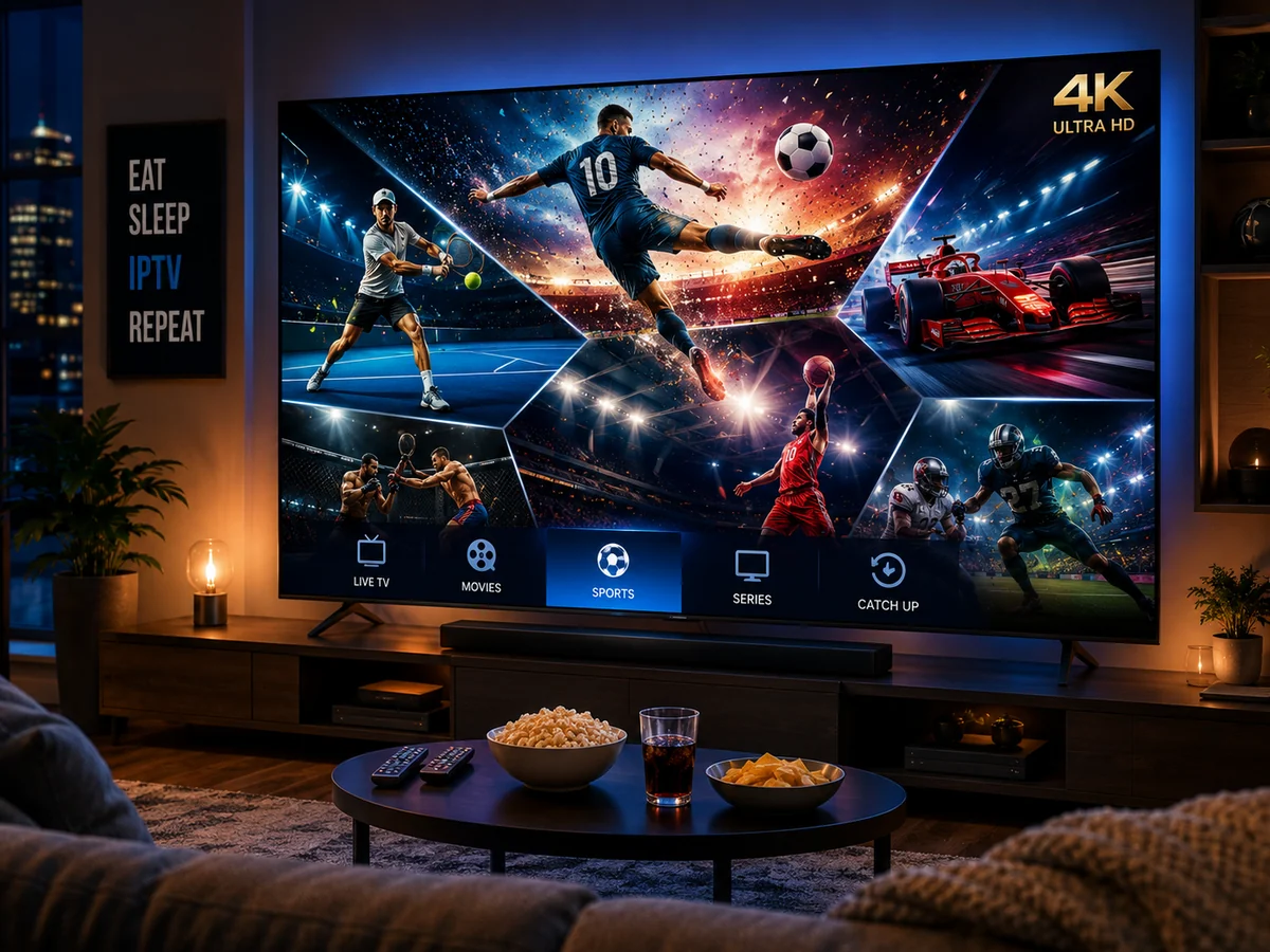 Family testing Watchit IPTV free trial on smart TV at home