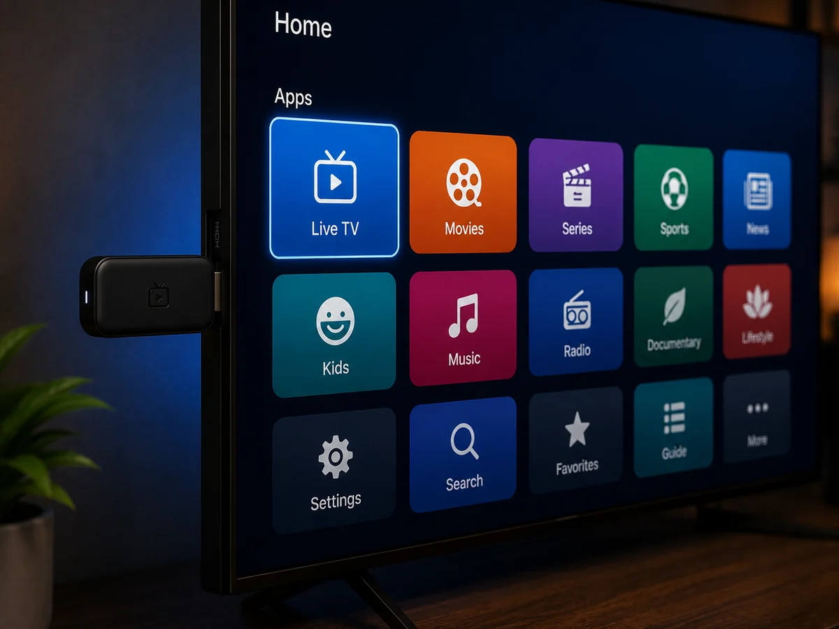 Family comparing Watchit IPTV channel guide against notes from a Kemo trial